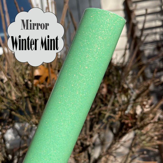 Mirror Winter Mint Faux Leather Embroidery Vinyl
