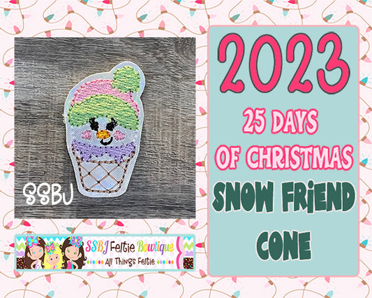 Snow Friend Cone 25 Days of Christmas 2023 Embroidery File