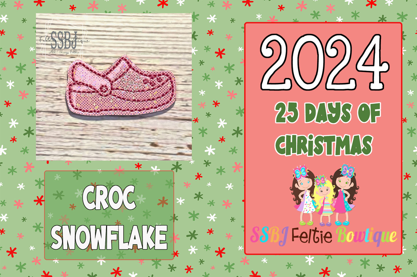 Croc Snowflake 25 Days of Christmas 2024 Embroidery File