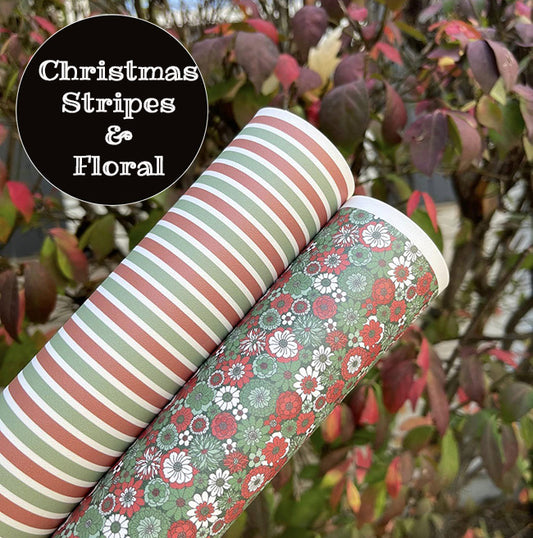 Christmas Stripes and Floral Custom Print