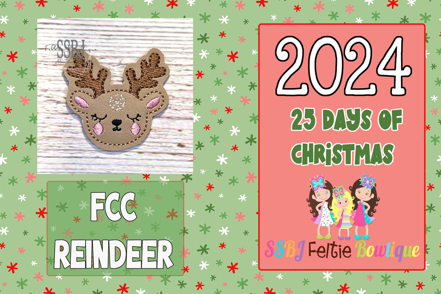 FCC Reindeer 25 Days of Christmas 2024 Embroidery File