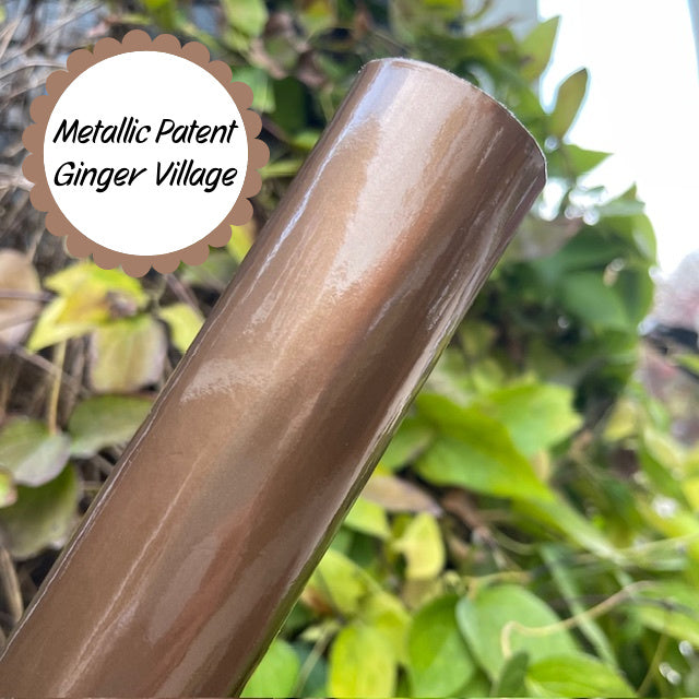 Metallic Patent Ginger Village Faux Leather Embroidery Vinyl