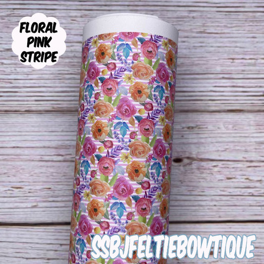 Floral Pink Stripe Custom Print