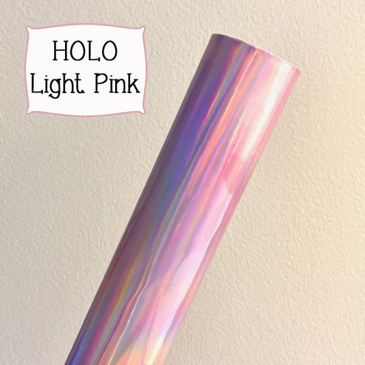 HOLO Holograph Light Pink Faux Leather Embroidery Vinyl