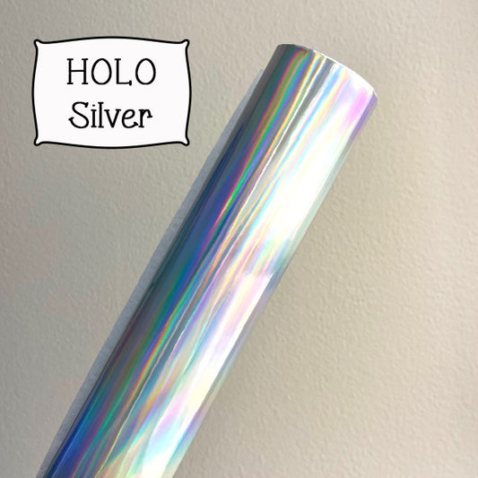 HOLO Holograph SILVER Faux Leather Embroidery Vinyl