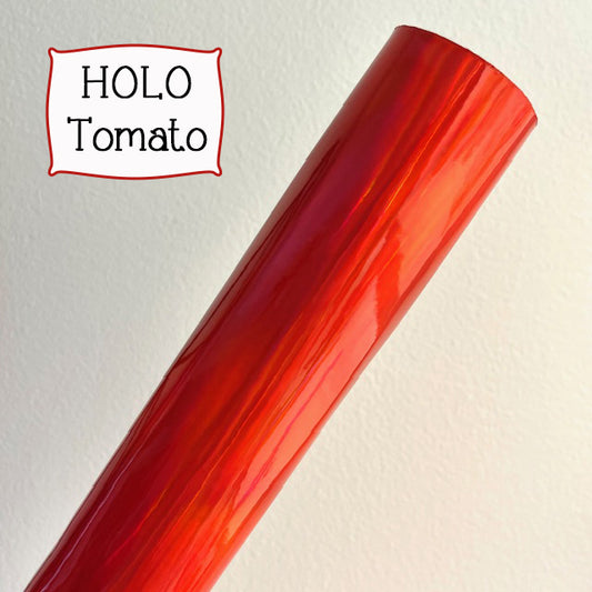 HOLO Holograph Tomato Faux Leather Embroidery Vinyl