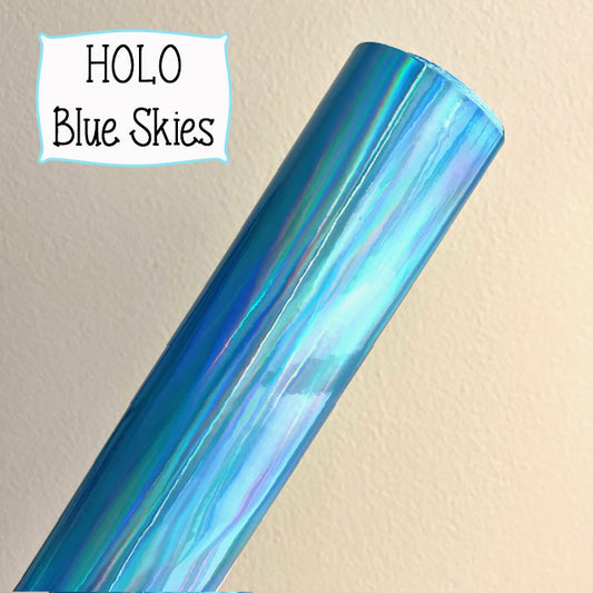 HOLO Holograph Blue Skies Faux Leather Embroidery Vinyl