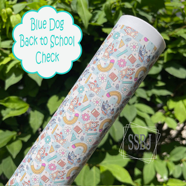 Blue Dog Back to School Check Custom Print