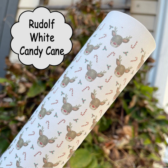 Rudolph White Candy Cane Custom Print