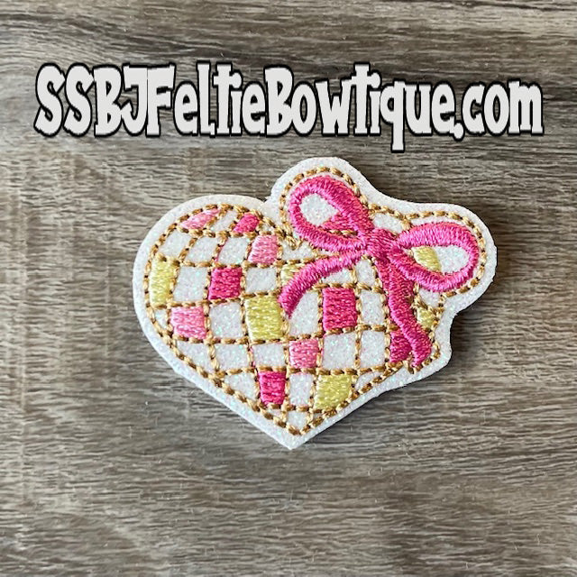 Disco Heart Bow Embroidery File